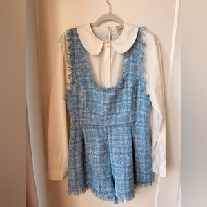 Charming Blue Tweed Kids Dress
